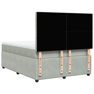 Κρεβάτι Boxspring με Στρώμα Ανοιχτό Γκρι 140x200 εκ. Βελούδινο - Pakobazaar