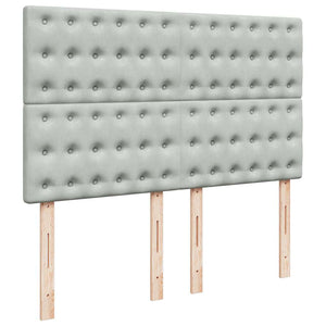 Κρεβάτι Boxspring με Στρώμα Ανοιχτό Γκρι 140x200 εκ. Βελούδινο - Pakobazaar