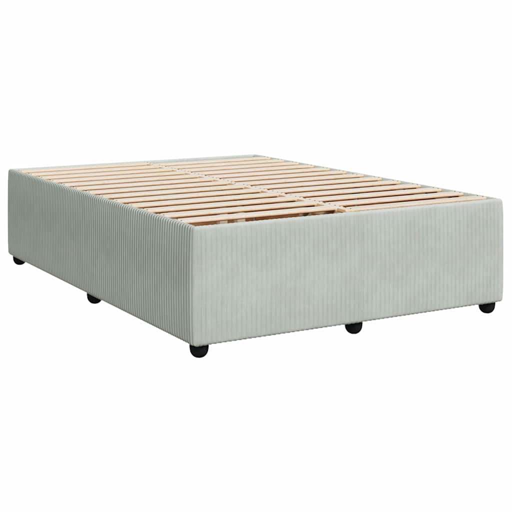 Κρεβάτι Boxspring με Στρώμα Ανοιχτό Γκρι 140x200 εκ. Βελούδινο - Pakobazaar