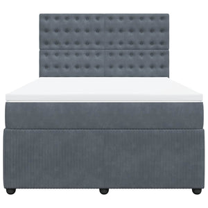 Κρεβάτι Boxspring με Στρώμα Σκούρο Γκρι 140x200 εκ. Βελούδινο - Pakobazaar
