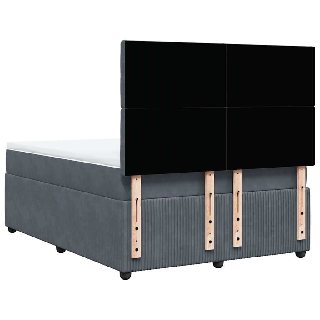 Κρεβάτι Boxspring με Στρώμα Σκούρο Γκρι 140x200 εκ. Βελούδινο - Pakobazaar