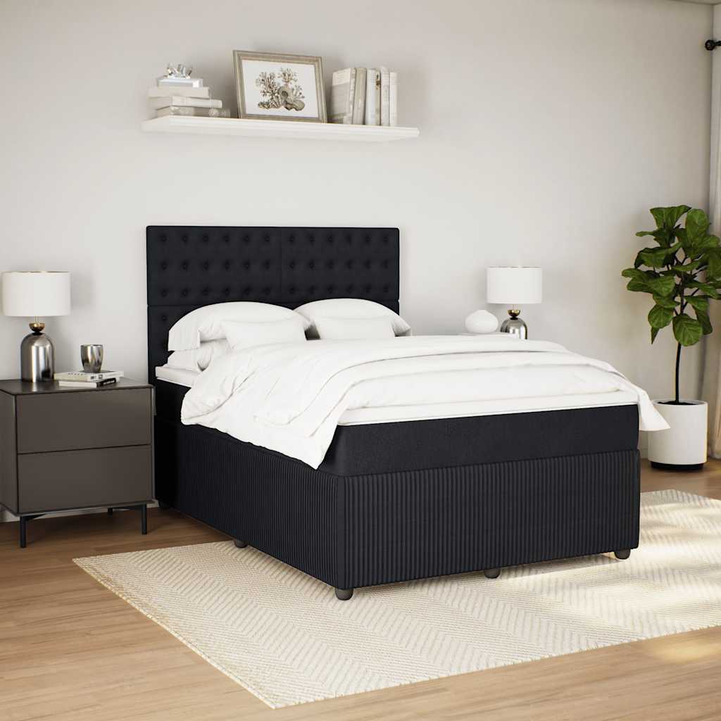 Κρεβάτι Boxspring με Στρώμα Μαύρο 140x200 εκ. Βελούδινο - Pakobazaar