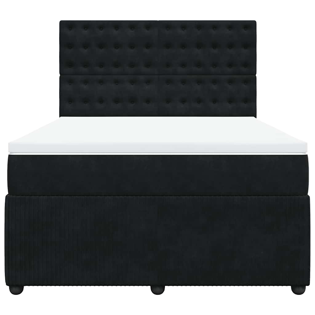 Κρεβάτι Boxspring με Στρώμα Μαύρο 140x200 εκ. Βελούδινο - Pakobazaar