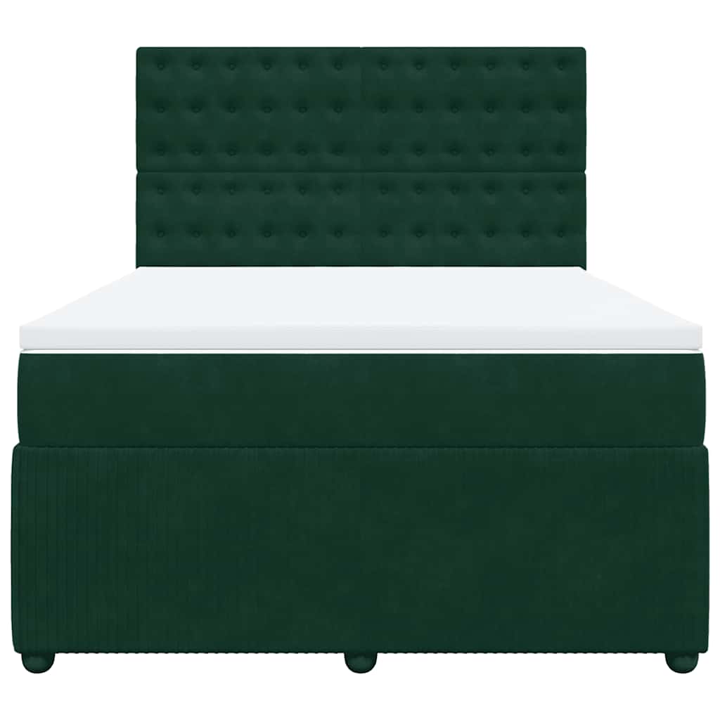 Κρεβάτι Boxspring με Στρώμα Σκούρο Πράσινο 140x200εκ. Βελούδινο - Pakobazaar