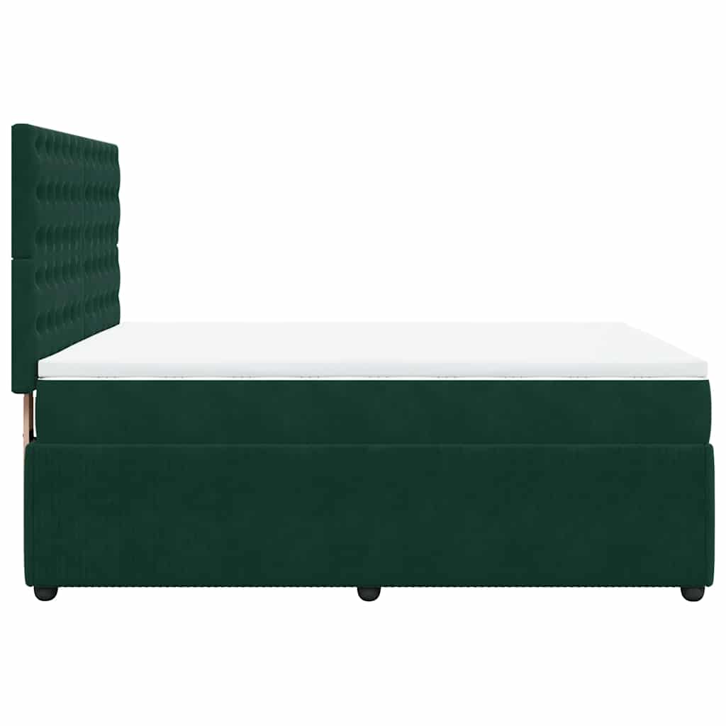 Κρεβάτι Boxspring με Στρώμα Σκούρο Πράσινο 140x200εκ. Βελούδινο - Pakobazaar