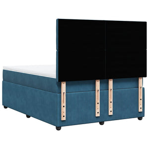 Κρεβάτι Boxspring με Στρώμα Σκούρο Μπλε 140x200 εκ. Βελούδινο - Pakobazaar