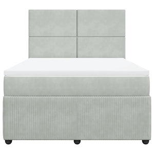 Κρεβάτι Boxspring με Στρώμα Ανοιχτό Γκρι 160x200 εκ. Βελούδινο - Pakobazaar