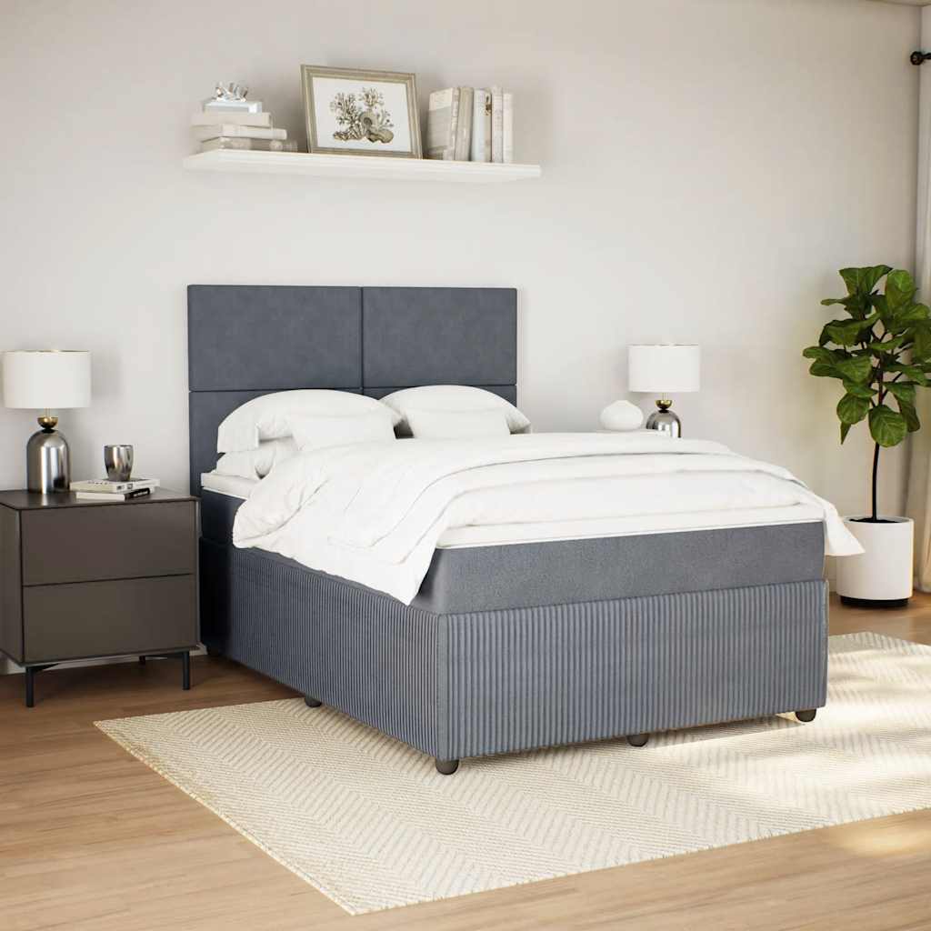 Κρεβάτι Boxspring με Στρώμα Σκούρο Γκρι 160x200 εκ. Βελούδινο - Pakobazaar