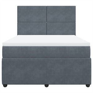 Κρεβάτι Boxspring με Στρώμα Σκούρο Γκρι 160x200 εκ. Βελούδινο - Pakobazaar