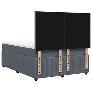 Κρεβάτι Boxspring με Στρώμα Σκούρο Γκρι 160x200 εκ. Βελούδινο - Pakobazaar