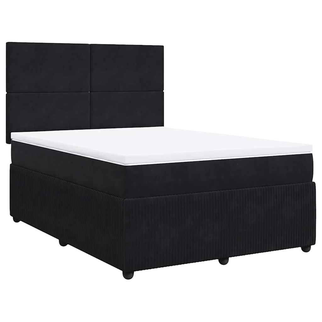 Κρεβάτι Boxspring με Στρώμα Μαύρο 160x200 εκ. Βελούδινο - Pakobazaar