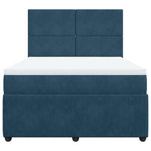 Κρεβάτι Boxspring με Στρώμα Σκούρο Μπλε 160x200 εκ. Βελούδινο - Pakobazaar