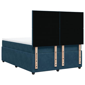 Κρεβάτι Boxspring με Στρώμα Σκούρο Μπλε 160x200 εκ. Βελούδινο - Pakobazaar