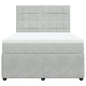 Κρεβάτι Boxspring με Στρώμα Ανοιχτό Γκρι 160x200 εκ. Βελούδινο - Pakobazaar