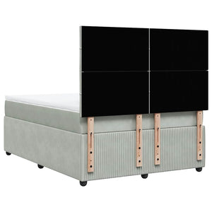 Κρεβάτι Boxspring με Στρώμα Ανοιχτό Γκρι 160x200 εκ. Βελούδινο - Pakobazaar