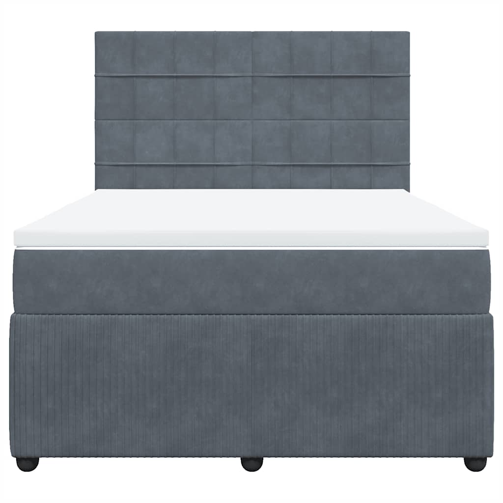 Κρεβάτι Boxspring με Στρώμα Σκούρο Γκρι 160x200 εκ. Βελούδινο - Pakobazaar