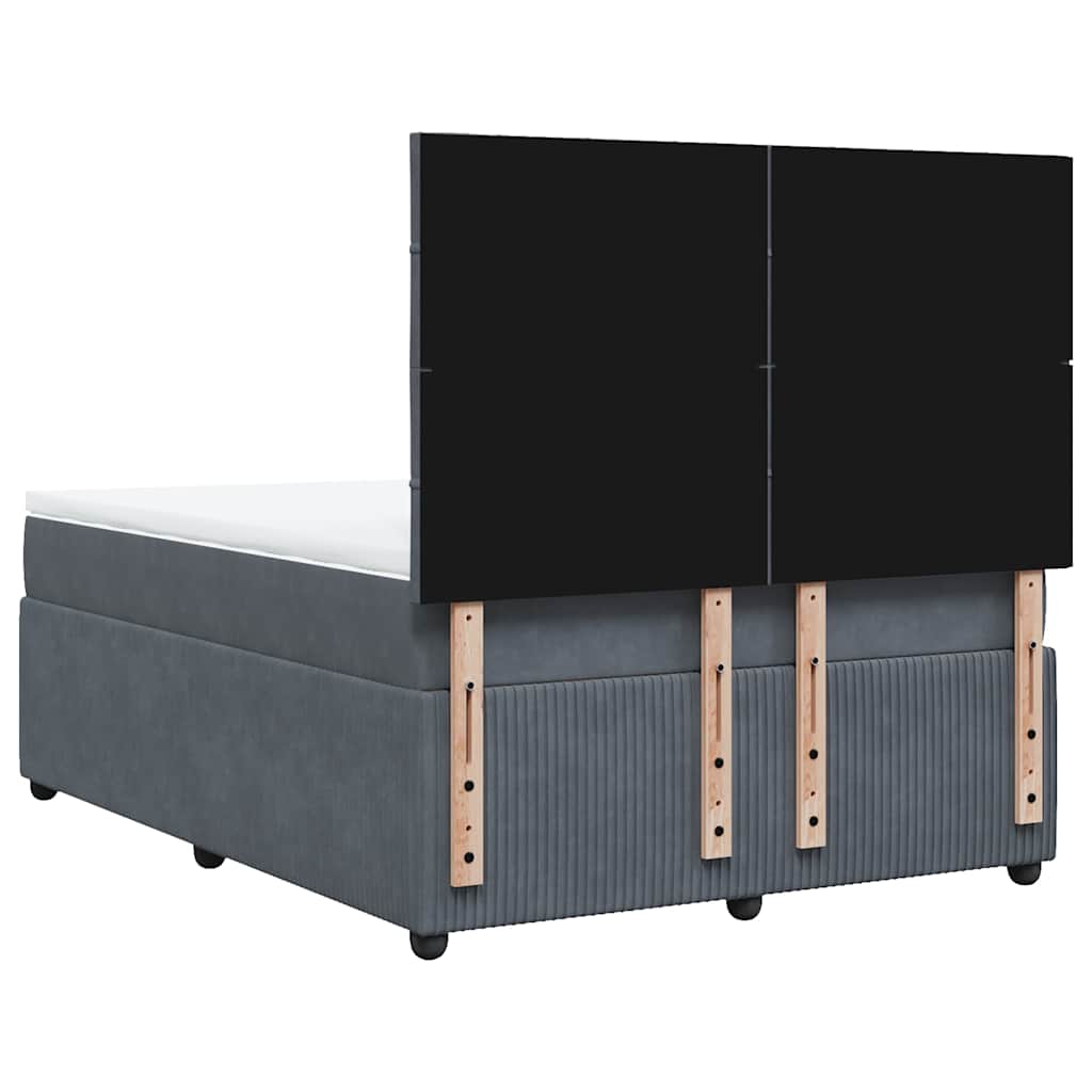 Κρεβάτι Boxspring με Στρώμα Σκούρο Γκρι 160x200 εκ. Βελούδινο - Pakobazaar