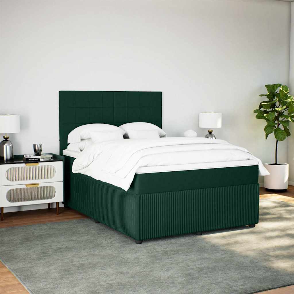 Κρεβάτι Boxspring με Στρώμα Σκούρο Πράσινο 160x200εκ. Βελούδινο - Pakobazaar