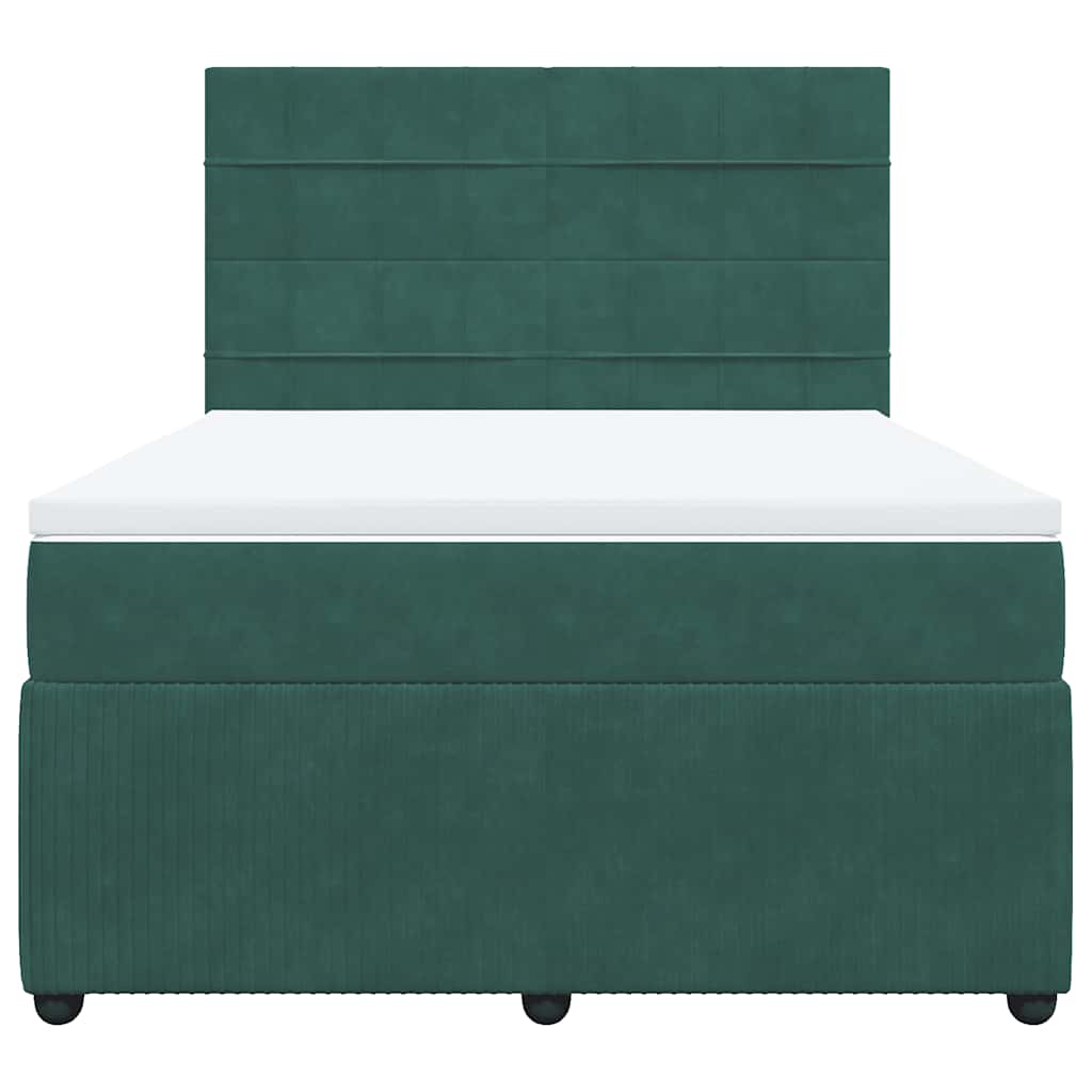 Κρεβάτι Boxspring με Στρώμα Σκούρο Πράσινο 160x200εκ. Βελούδινο - Pakobazaar