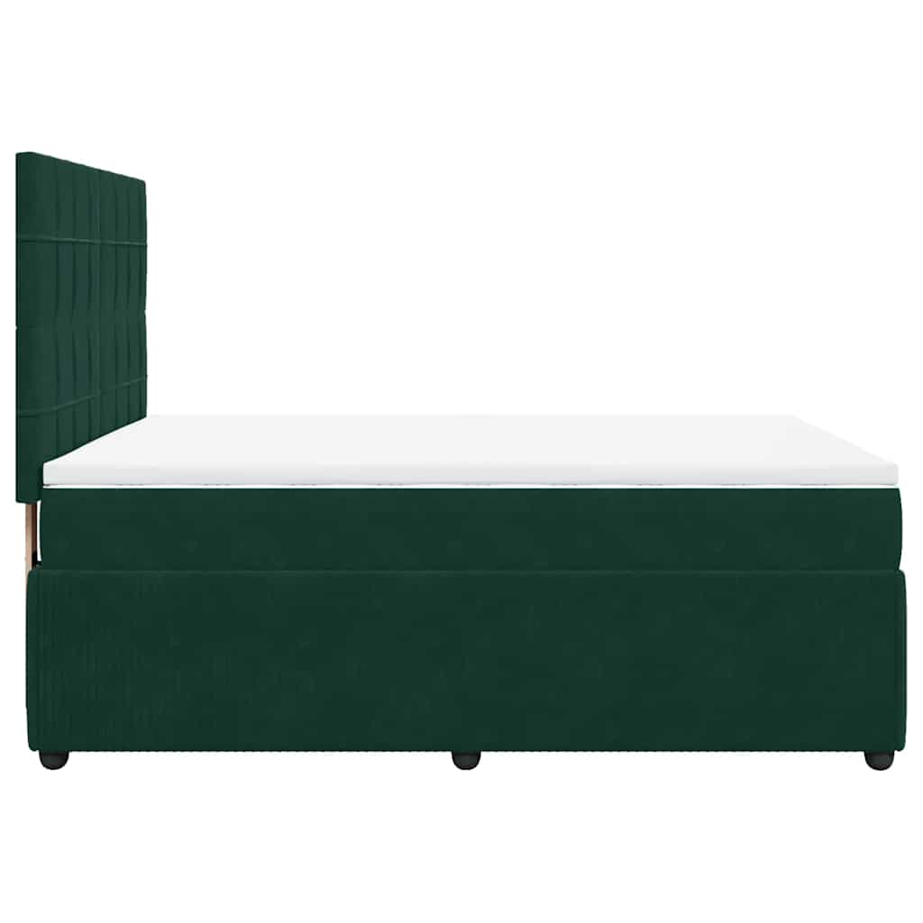 Κρεβάτι Boxspring με Στρώμα Σκούρο Πράσινο 160x200εκ. Βελούδινο - Pakobazaar