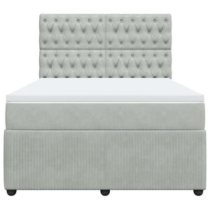 Κρεβάτι Boxspring με Στρώμα Ανοιχτό Γκρι 160x200 εκ. Βελούδινο - Pakobazaar