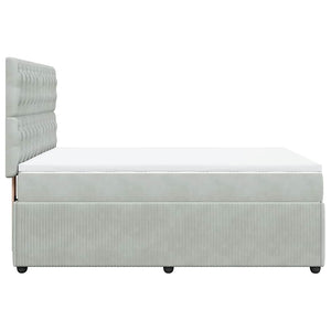 Κρεβάτι Boxspring με Στρώμα Ανοιχτό Γκρι 160x200 εκ. Βελούδινο - Pakobazaar