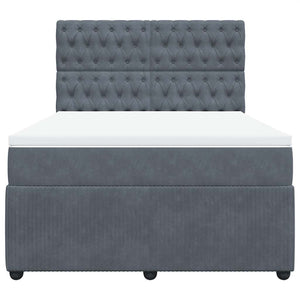 Κρεβάτι Boxspring με Στρώμα Σκούρο Γκρι 160x200 εκ. Βελούδινο - Pakobazaar