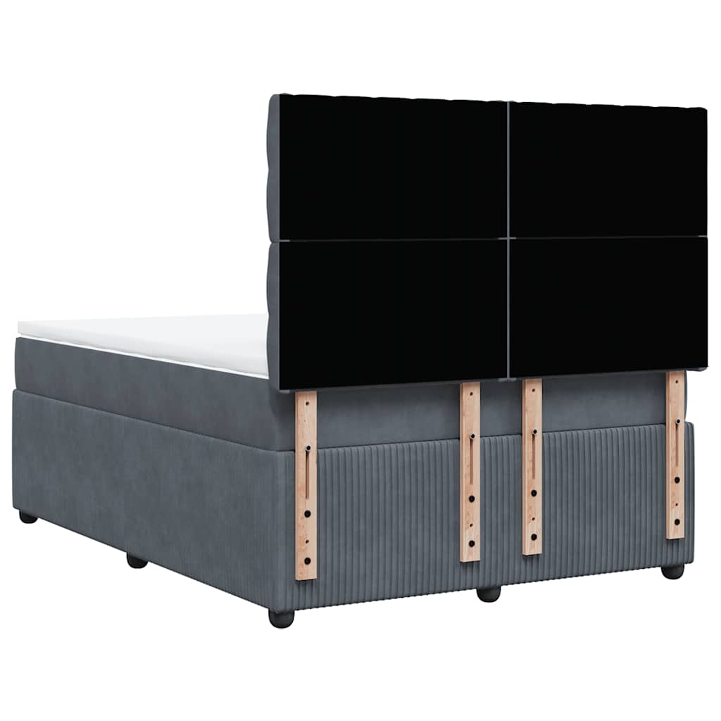 Κρεβάτι Boxspring με Στρώμα Σκούρο Γκρι 160x200 εκ. Βελούδινο - Pakobazaar