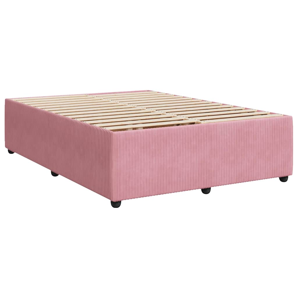 Κρεβάτι Boxspring με Στρώμα Ροζ 160x200 εκ. Βελούδινο - Pakobazaar