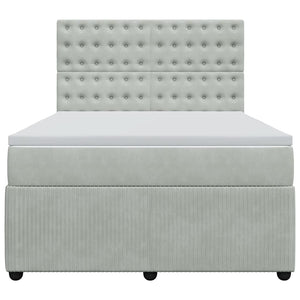 Κρεβάτι Boxspring με Στρώμα Ανοιχτό Γκρι 160x200 εκ. Βελούδινο - Pakobazaar