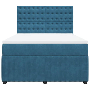 Κρεβάτι Boxspring με Στρώμα Σκούρο Μπλε 160x200 εκ. Βελούδινο - Pakobazaar