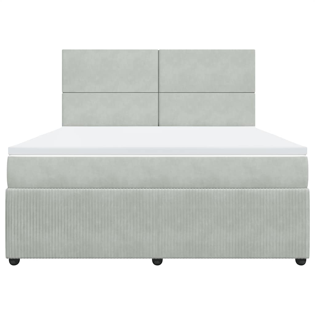 Κρεβάτι Boxspring με Στρώμα Ανοιχτό Γκρι 180x200 εκ. Βελούδινο - Pakobazaar