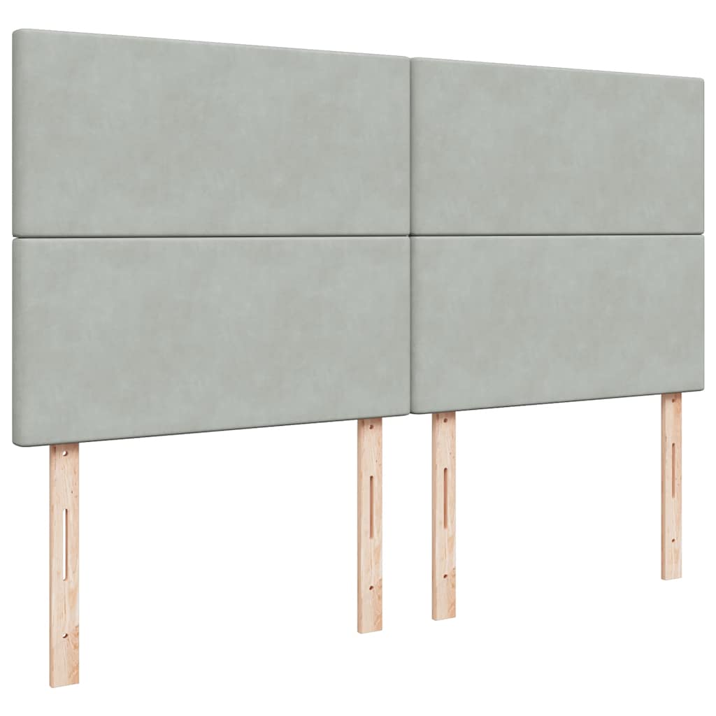 Κρεβάτι Boxspring με Στρώμα Ανοιχτό Γκρι 180x200 εκ. Βελούδινο - Pakobazaar