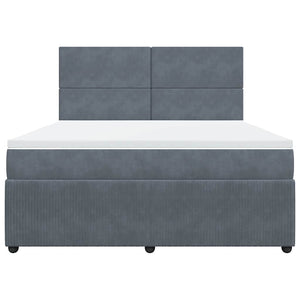Κρεβάτι Boxspring με Στρώμα Σκούρο Γκρι 180x200 εκ. Βελούδινο - Pakobazaar