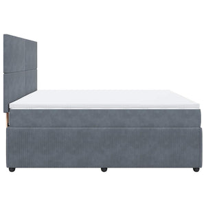 Κρεβάτι Boxspring με Στρώμα Σκούρο Γκρι 180x200 εκ. Βελούδινο - Pakobazaar