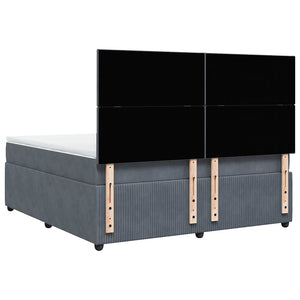 Κρεβάτι Boxspring με Στρώμα Σκούρο Γκρι 180x200 εκ. Βελούδινο - Pakobazaar
