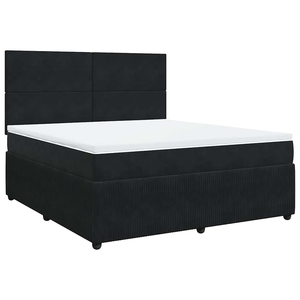 Κρεβάτι Boxspring με Στρώμα Μαύρο 180x200 εκ. Βελούδινο - Pakobazaar
