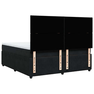 Κρεβάτι Boxspring με Στρώμα Μαύρο 180x200 εκ. Βελούδινο - Pakobazaar
