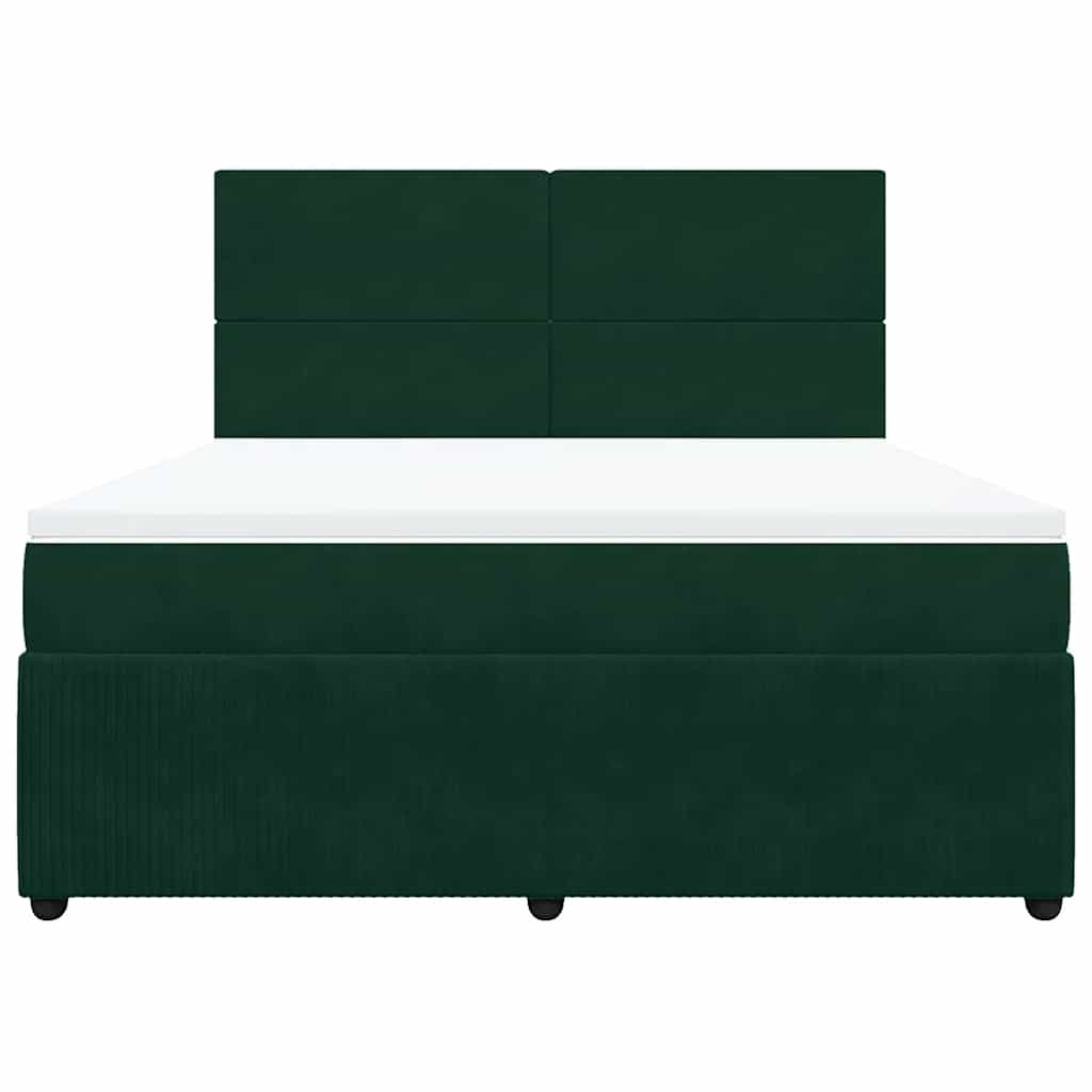 Κρεβάτι Boxspring με Στρώμα Σκούρο Πράσινο 180x200εκ. Βελούδινο