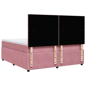 Κρεβάτι Boxspring με Στρώμα Ροζ 180x200 εκ. Βελούδινο