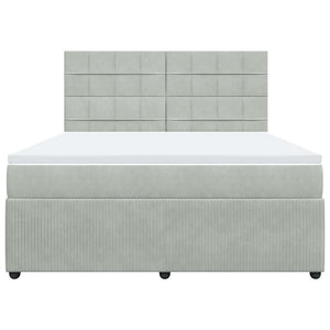 Κρεβάτι Boxspring με Στρώμα Ανοιχτό Γκρι 180x200 εκ. Βελούδινο - Pakobazaar