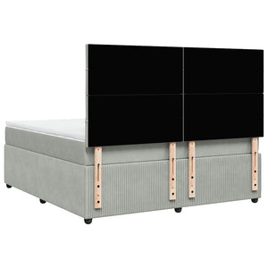 Κρεβάτι Boxspring με Στρώμα Ανοιχτό Γκρι 180x200 εκ. Βελούδινο - Pakobazaar