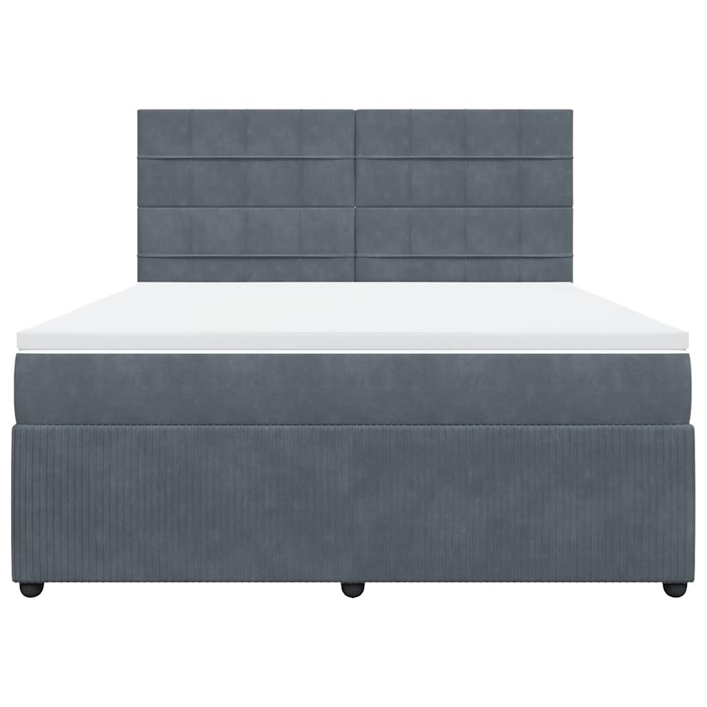 Κρεβάτι Boxspring με Στρώμα Σκούρο Γκρι 180x200 εκ. Βελούδινο