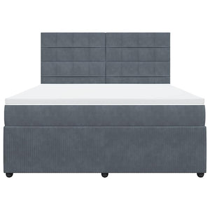 Κρεβάτι Boxspring με Στρώμα Σκούρο Γκρι 180x200 εκ. Βελούδινο
