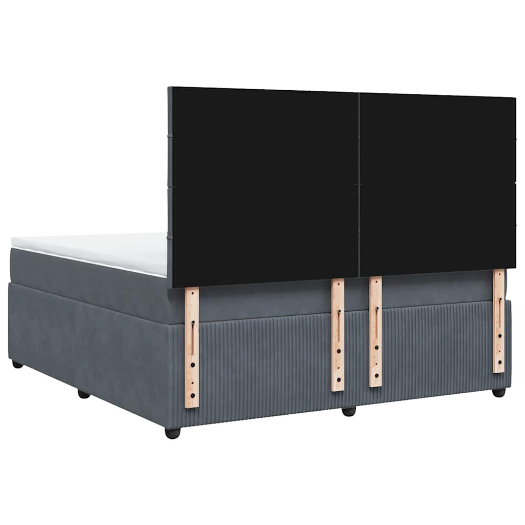 Κρεβάτι Boxspring με Στρώμα Σκούρο Γκρι 180x200 εκ. Βελούδινο
