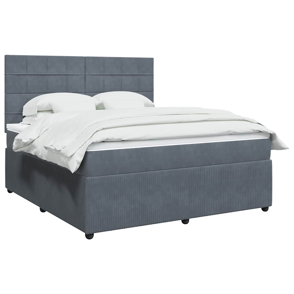 Κρεβάτι Boxspring με Στρώμα Σκούρο Γκρι 180x200 εκ. Βελούδινο