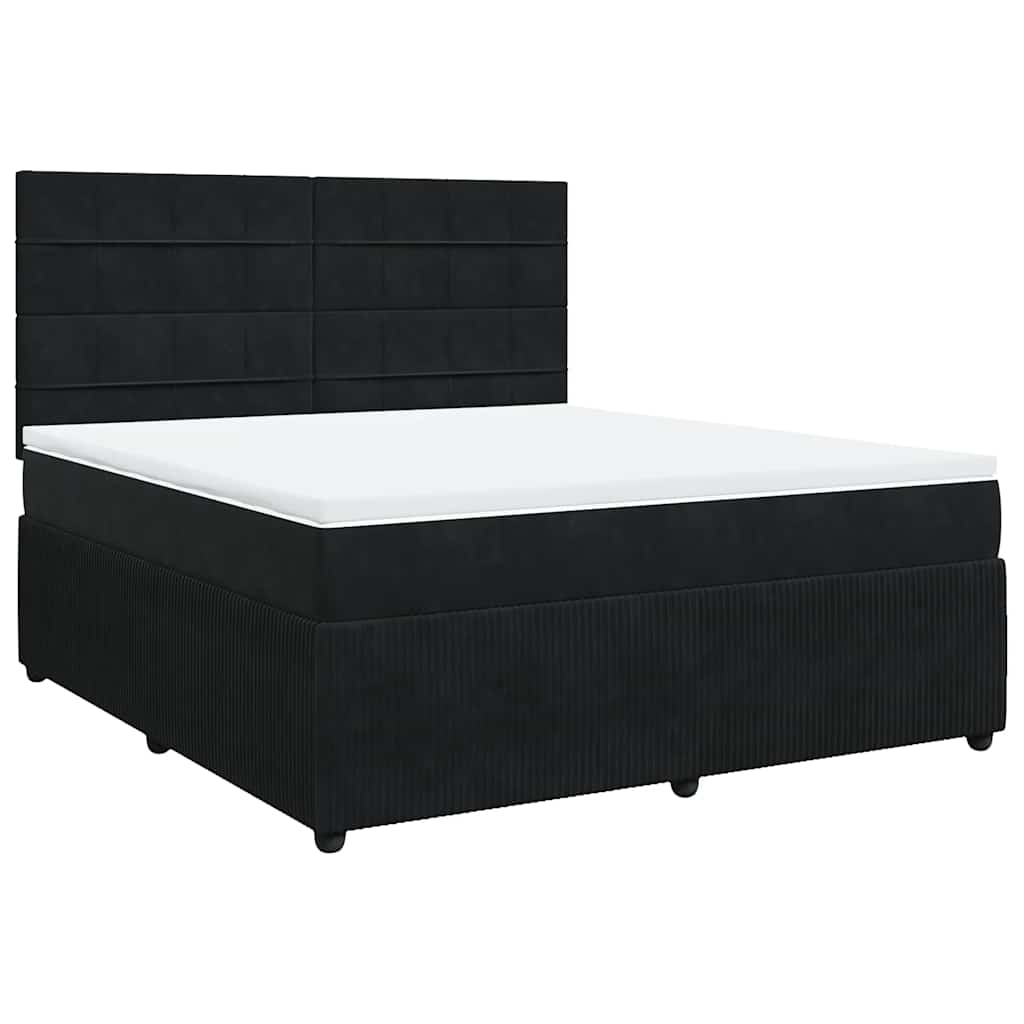 Κρεβάτι Boxspring με Στρώμα Μαύρο 180x200 εκ. Βελούδινο - Pakobazaar
