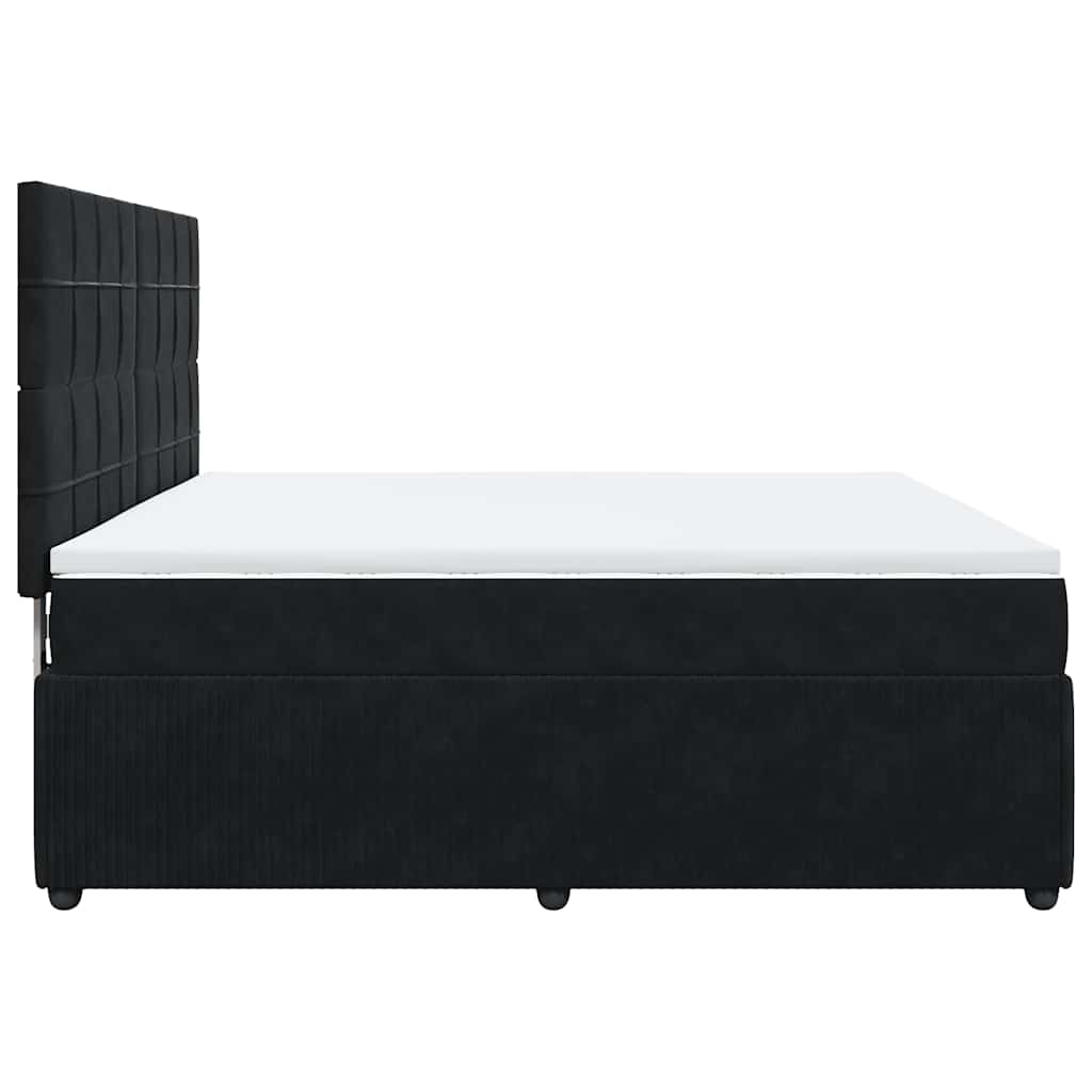 Κρεβάτι Boxspring με Στρώμα Μαύρο 180x200 εκ. Βελούδινο - Pakobazaar