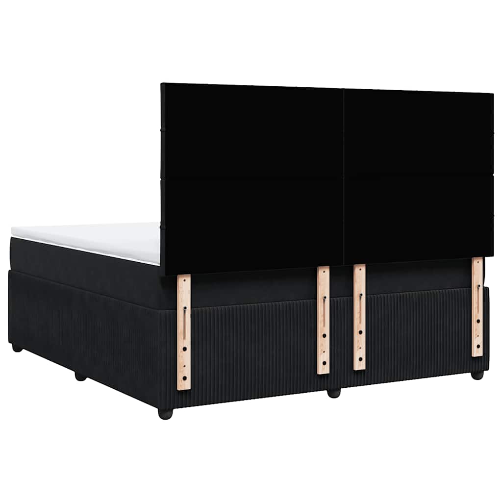 Κρεβάτι Boxspring με Στρώμα Μαύρο 180x200 εκ. Βελούδινο - Pakobazaar