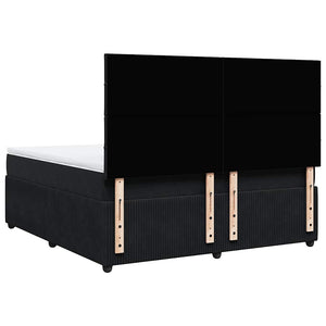 Κρεβάτι Boxspring με Στρώμα Μαύρο 180x200 εκ. Βελούδινο - Pakobazaar